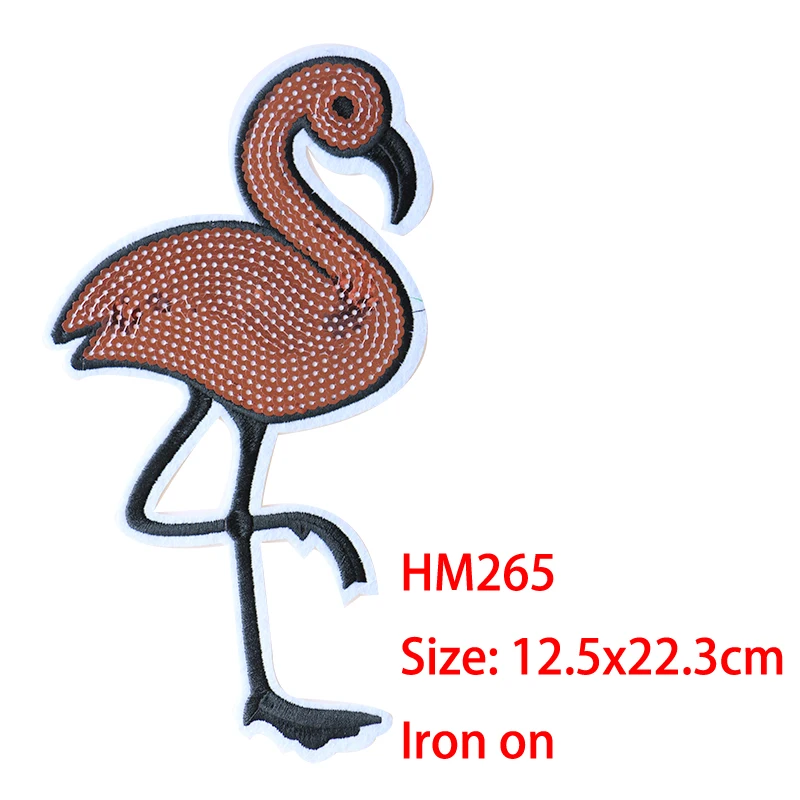 Cartoon Decorative Patch Sequins Flamingo Bird icon Embroidered Applique Patches For DIY Iron on Badges on clothes Stickers