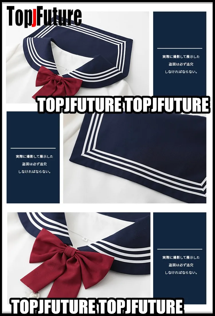 Sapporo white three school uniform Japanese department JK uniform basic sailor's uniform student's middle suit top shirt