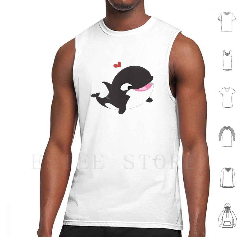 Cute : Killer Whale Tank Tops Vest Cotton Killer Whale Orca Cute Love Heart Peppermint Narwhal