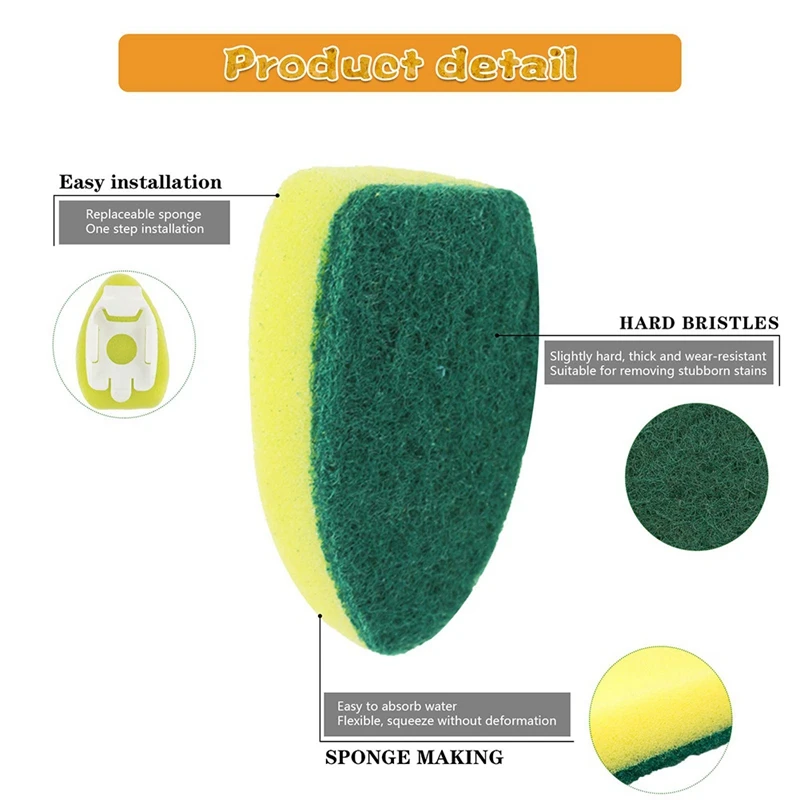 Heavy-Duty Dish-Washing Stick Sponge, Dish-Washing Sponge with Handle, Non-Scratching and Reusable Dish Sink(9 PCS)