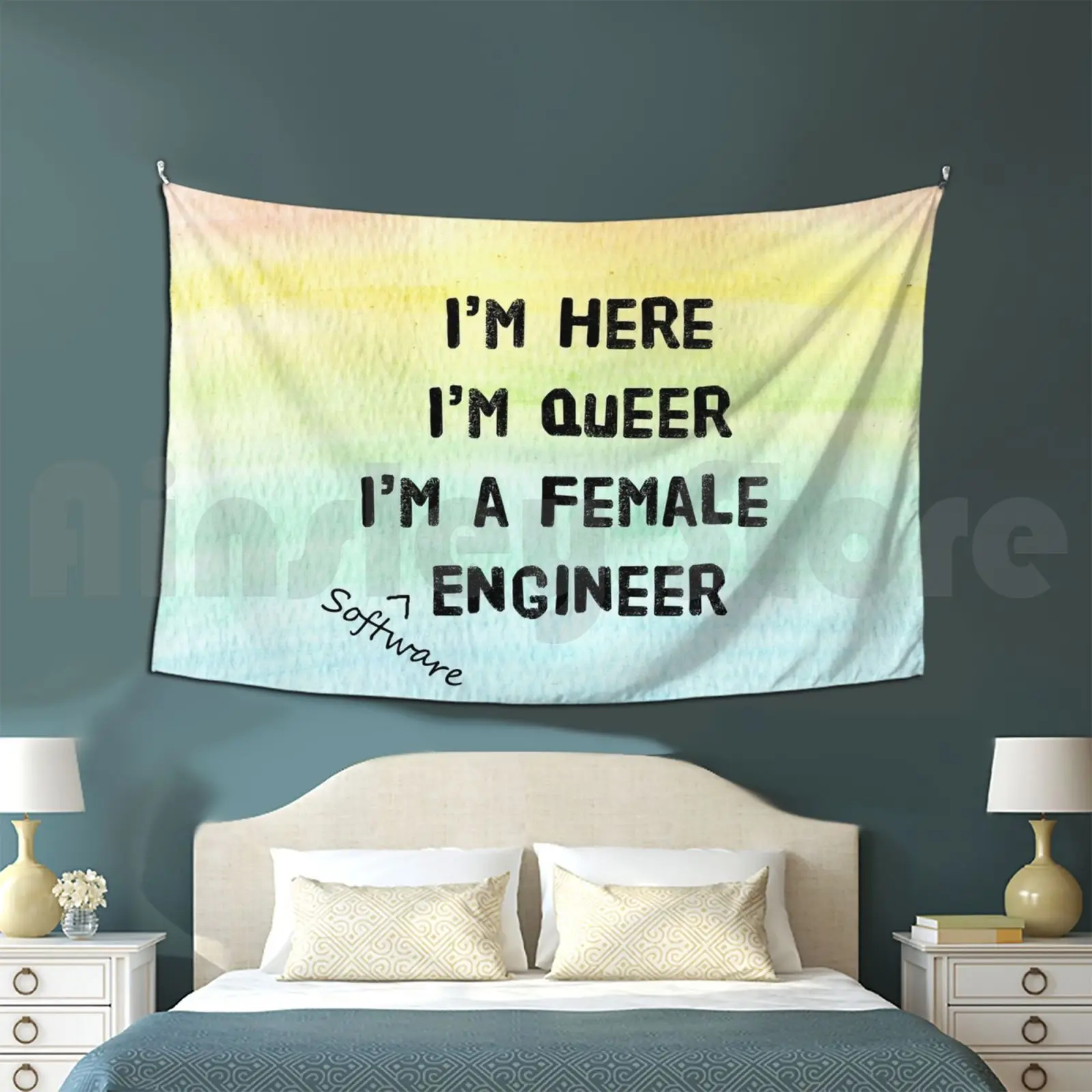 I'm Queer , I'm A Female ( Software ) Engineer Tapestry Background Wall Hanging Engineer Engineering Queer