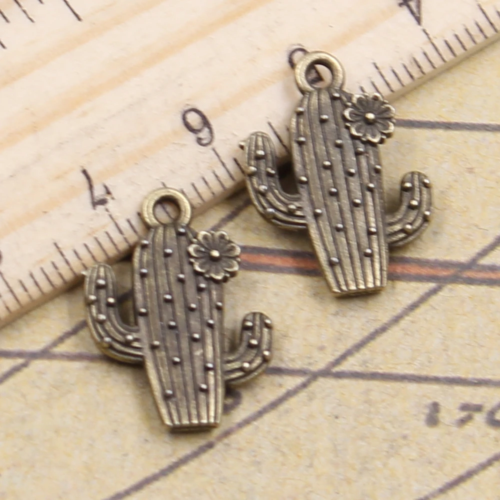 20pcs Charms Desert Cactus Flower 20x15mm Tibetan Bronze Silver Color Pendants Antique Jewelry Making DIY Handmade Craft