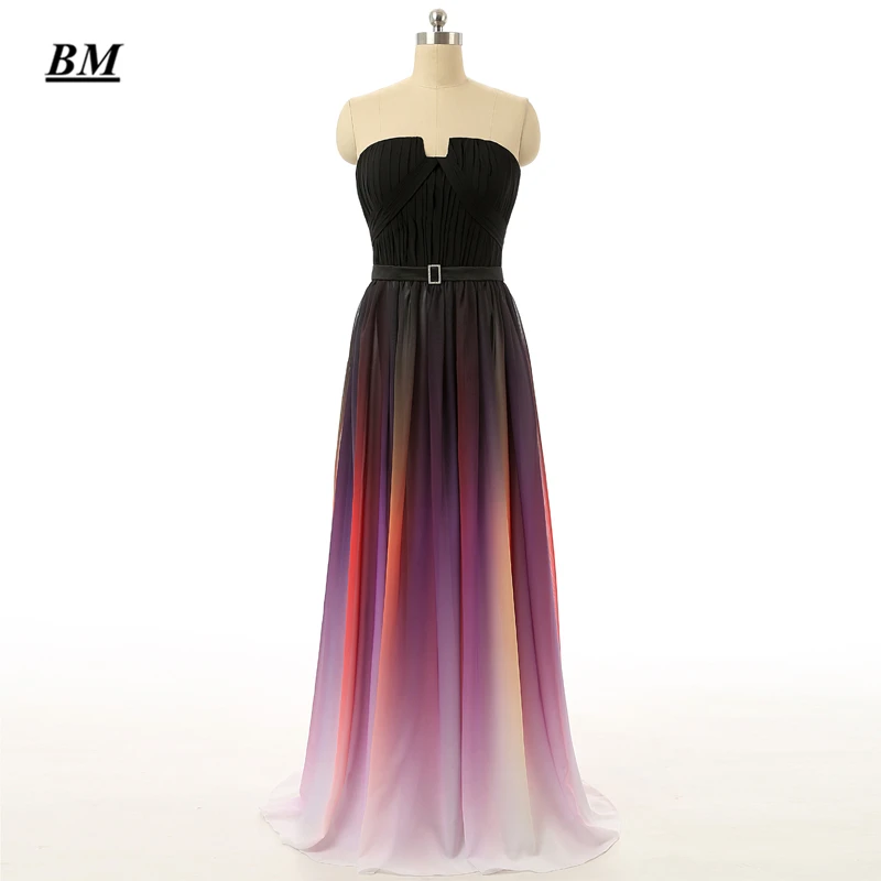 2025 Sexy Sweetheart Gradient Chiffon Prom Dresses Beaded Long Ombre Formal Evening Dress Party Gown Vestidos De Gala BM162