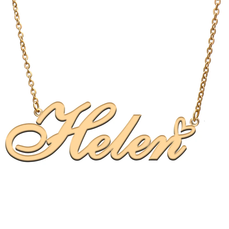 Helen Name Tag Necklace Personalized Pendant Jewelry Gifts for Mom Daughter Girl Friend Birthday Christmas Party Present