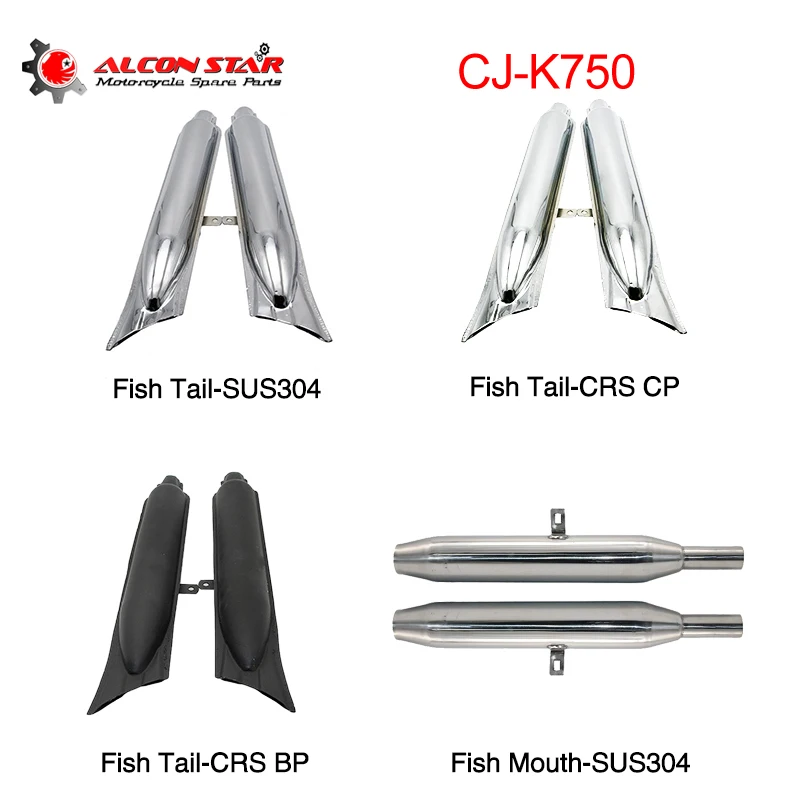 

Alconstar- 24HP/32HP CJ-K750 M72 K750 Stainless Steel Fish Tail Mufflers Motorcycle Exhaust Pipe For BMW R12 R51 R71 URAL Dnepr