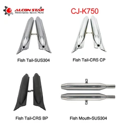 Alconstar- 24HP/32HP CJ-K750 M72 K750 Stainless Steel Fish Tail Mufflers Motorcycle Exhaust Pipe For BMW  R12 R51 R71 URAL Dnepr