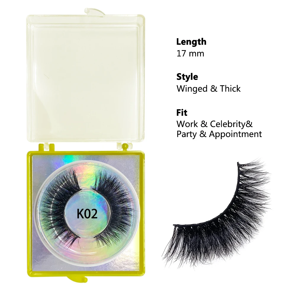 17mm K Series 3D Pure Mink False Eyelashes Daily Thin Style Factory Direct Sales Logo Or Package Can Be Designed Separately