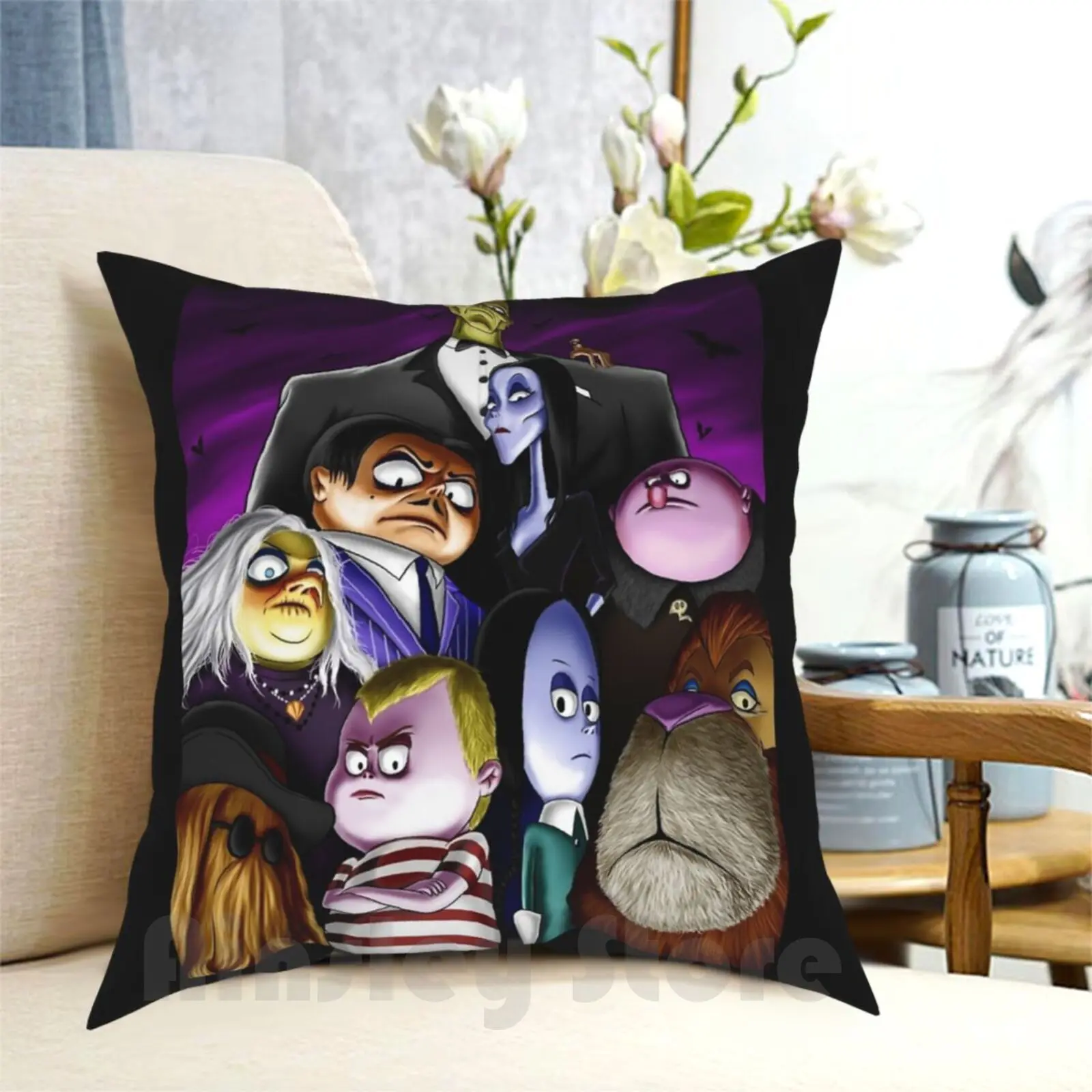 Portrait Pillow Case Printed Home Soft DIY Pillow cover The Halloween Kids Cartoons Movies Wednsday Pugsley Thing Uncle