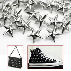 100pcs 15mm Star Rivets Leather Craft DIY Studs Spikes Spots Nailhead Rock Punk Garment Sewing Decoration Clothing Accessories