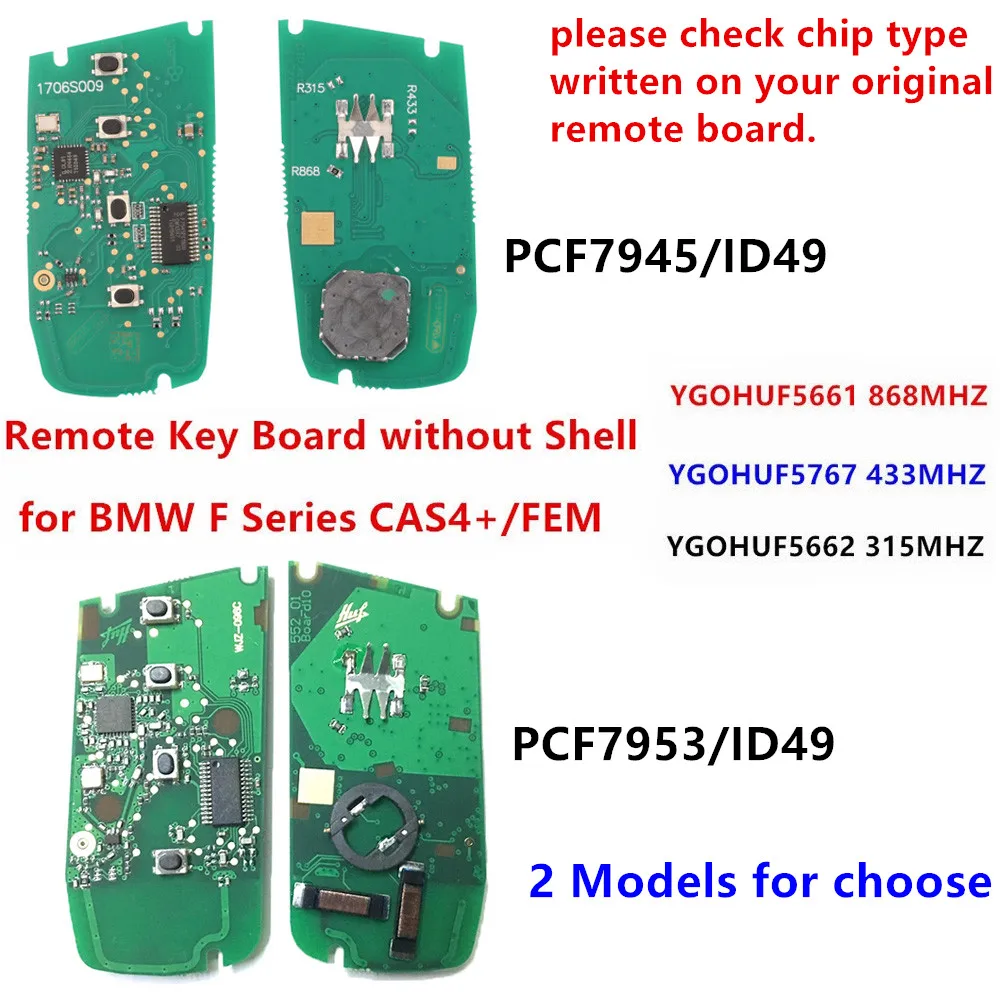 KEYECU PCF7945/PCF7953 ID49 scheda remota 315MHz YGOHUF5662,434MHz HUF5767,868MHz HUF5661 per BMW serie 5 7 F FEM/BDC CAS4 CAS4