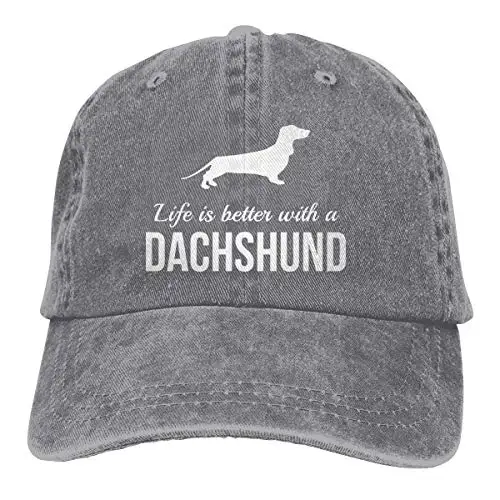 Vintage Baseball Cap Unisex Life Is Better with Dachshund Adjustable Hat for Men Women Classic Washed Cotton Denim Trucker Hat