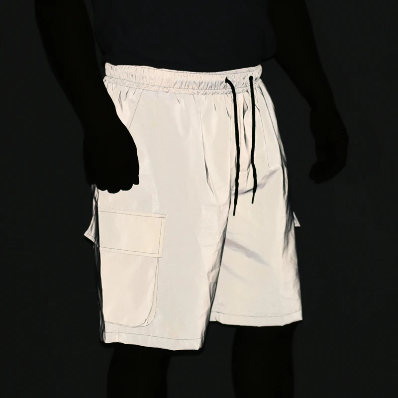 Summer 2025 reflective cargo shorts men multi pockets short pants hip hop casual sports shorts bermudas masculina