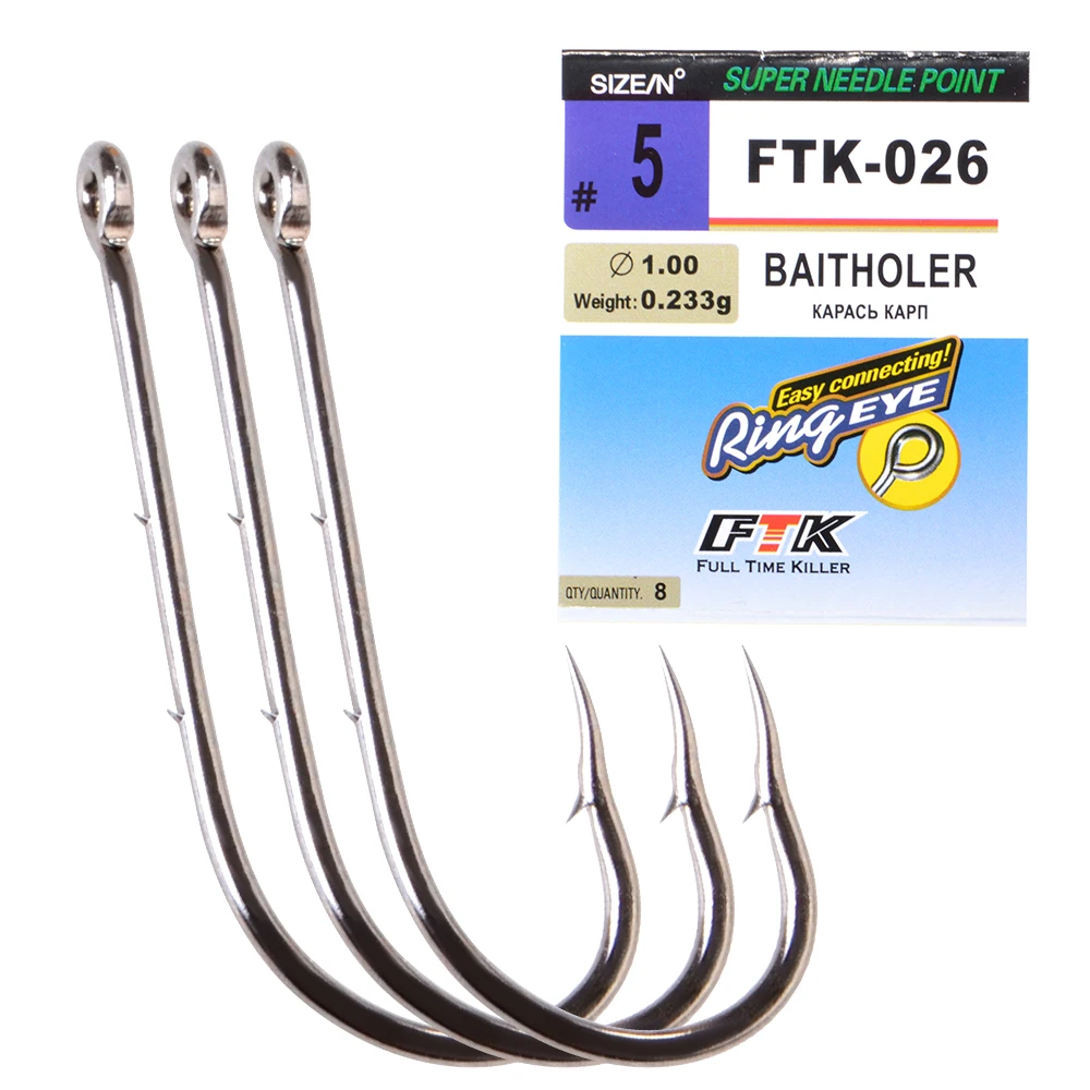 8 PCS/Pack Barbed Sharp Single Hook Long Handle High Carbon Steel Sharp Straight Eye Tide Hook Sea Silver Hook Fishing Tackle