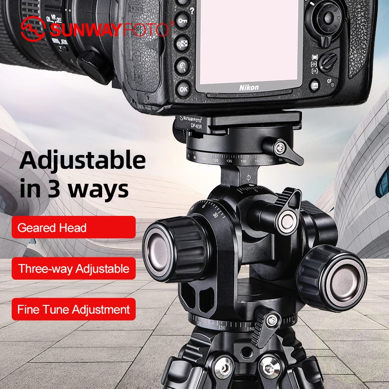 SUNWAYFOTO GH-PRO 3-Way Geared Tripod Head Include Arca Swiss Plate DP-60G