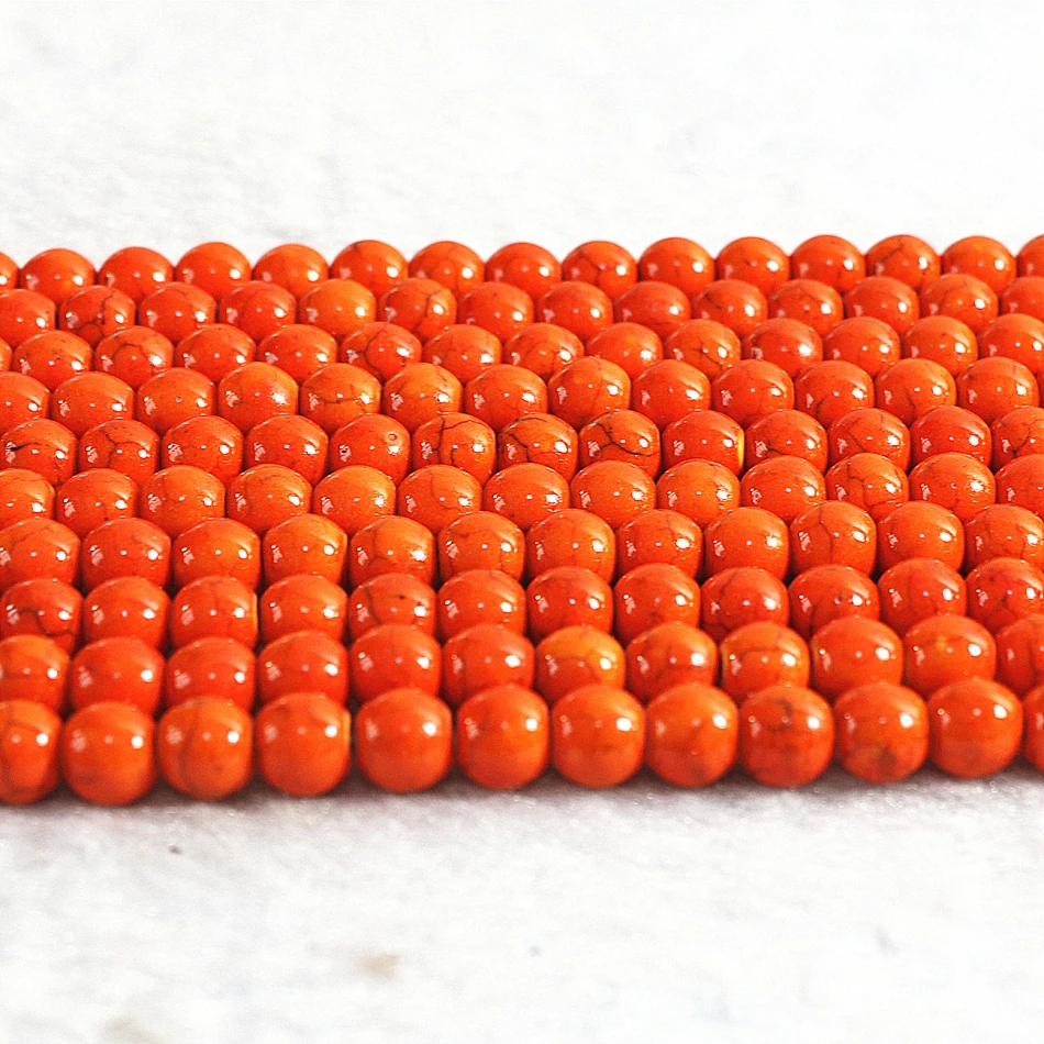 Fashion orange calaite turquoises stone 4mm 6mm 8mm 10mm 12mm new round beads diy trendy Jewelry making B301