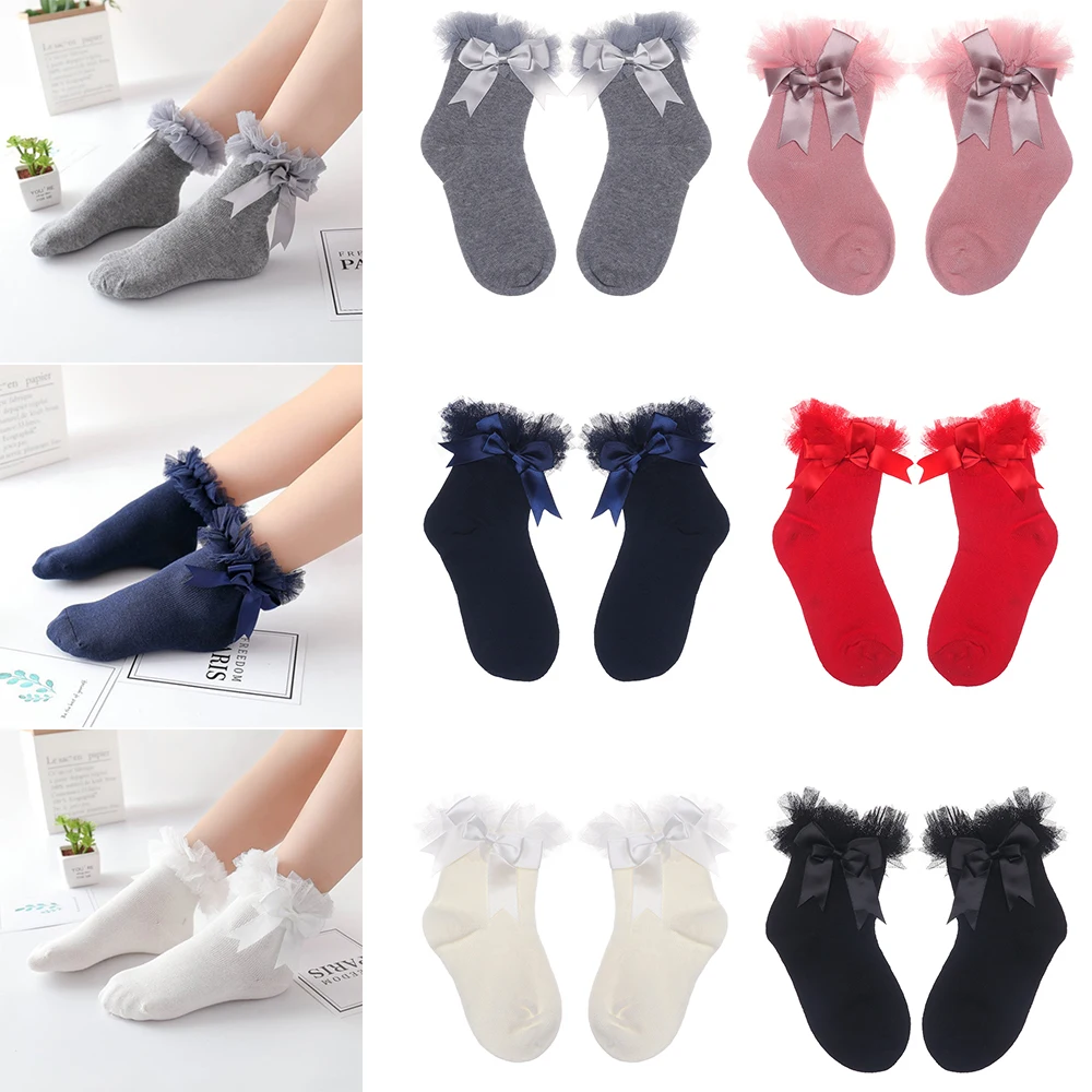 Lace ruffled socks for babies newborn Knee high sock kids girl Breathable soft ankle socks children wear princess style