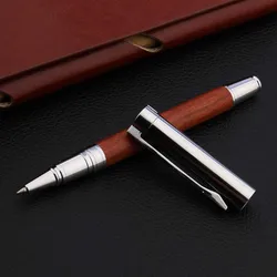 High Quality 200 Wood ball point Pen Sandalwood Stainless Steel Rollerball Pens Business Office School Supplies Writing Ink Pens