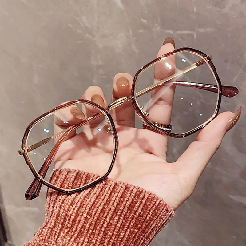 

Polygonal Glasses Women Men Vintage Myopia Spectacle Frames Female Optical Transparent Eyewear Less Than 1.0-1.5-2.0 To -4.0