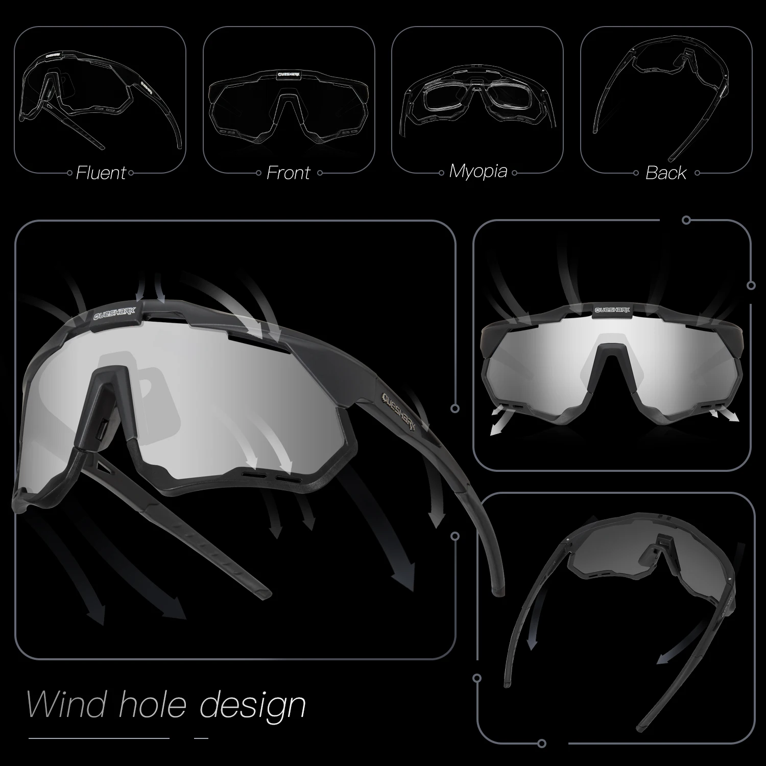 QUESHARK Adults Polarized Cycling Sunglasses Sports MTB Bicycle Eyewear Riding Road UV Mirror Bike Glasses Goggles QE52