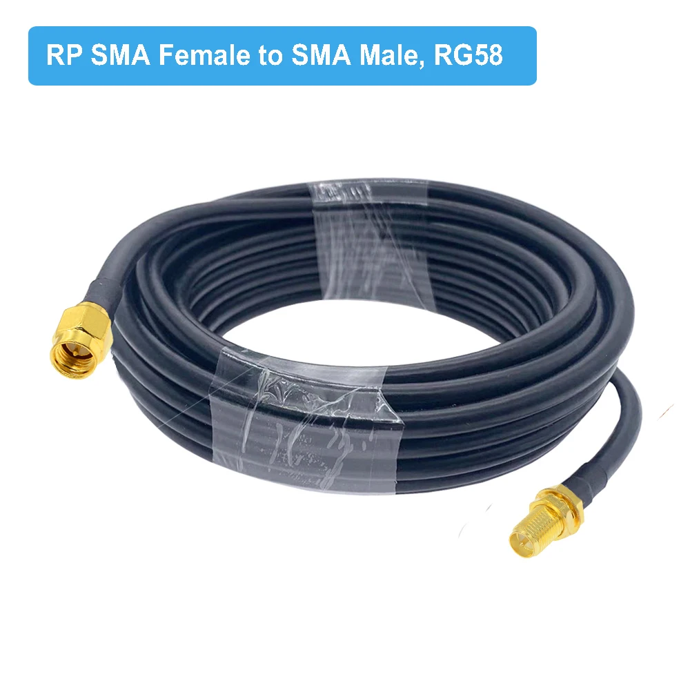 1M 2M 5M 10M 20M RG58 Cable RP SMA Male to RP SMA Female Bulkhead WiFi Antenna Extension Cord RG-58 50 Ohm SMA Pigtail Jumper