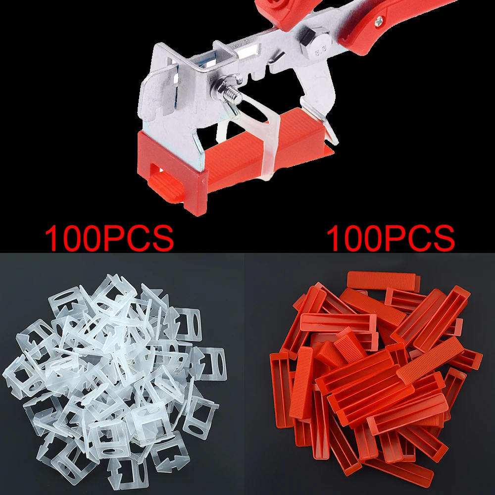 

200PCS Plastic Ceramic Tile Leveling System 100 Clips+100 Wedges Tiling Floor Wall Carrelage Tools Clips Spacers Locator Leveler