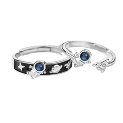 New style hot sale couple silver color galaxy galaxy astronaut opening adjustable ring fashion jewelry gift J496