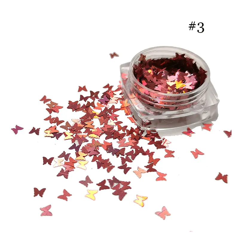 12 Colors Laser Butterfly Glitter Shiny Lip Gloss Glittering DIY Decor Butterflies Laser Flakes Lipgloss Base Mix Decorations 3g