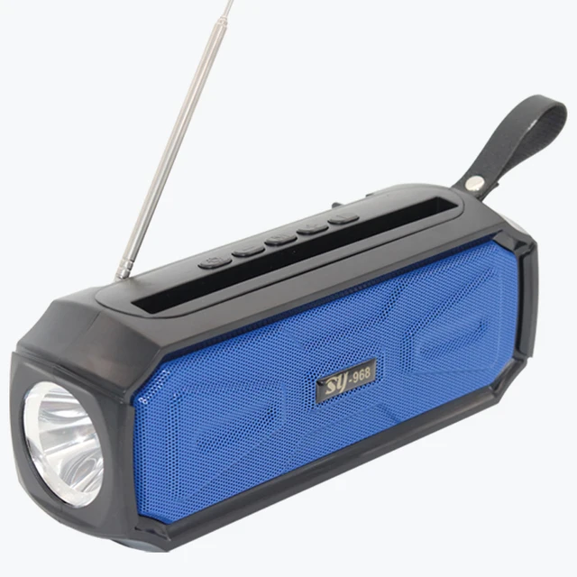 Sy-968 energia solar sem fio bluetooth alto-falante luz ao ar livre com lanterna cartão de rádio áudio para viagem praça conveniente