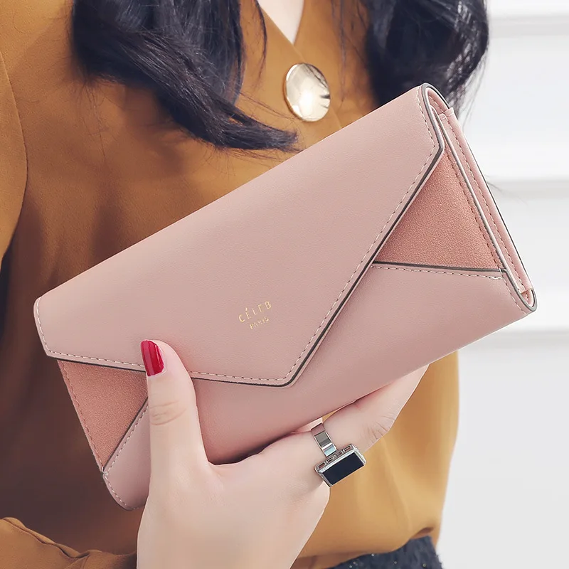 aliwood Brand 3 Fold Women\'s Wallet Designer Envelope Clutch For Women Hasp Money Clip Leather Female Long Wallet Phone Pocket