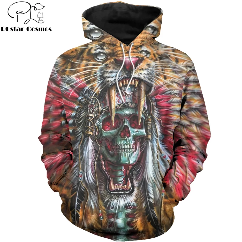 

2020 Fashion Mens hoodies Native Skull Tiger Art 3D Printed Hoodie Harajuku Streetwear Unisex Casual Jacket Tracksuit YY004