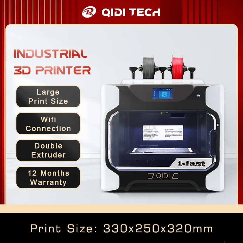 

QIDI TECH i-fast 3D Printer Large Size dual extruder Print with ABS,PLA,TPU,PC, Nylon,Carbon fiber