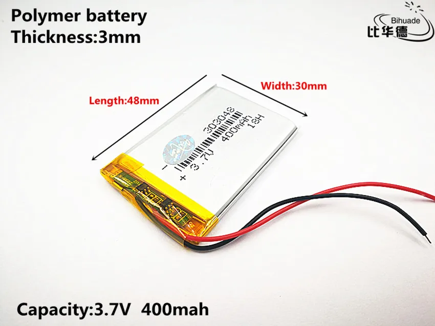 5 個リットルエネルギーバッテリーグッド qulity の 3.7 v 、 400 mah 、 303048 ポリマーリチウムイオン/リチウムイオン電池のためのおもちゃ、電源銀行、 gps 、 mp3 、 mp4