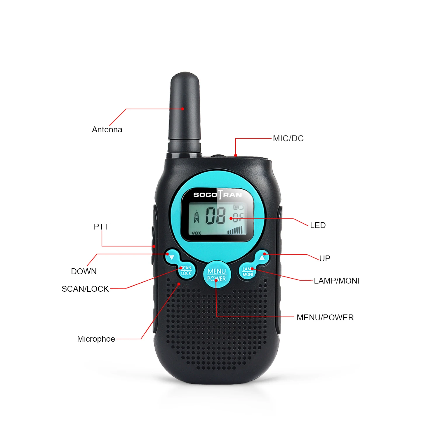 Imagem -03 - Socotran Sc-r40 Walkie Talkie Criança Pcs Licença Livre de Rádio 8ch Pmr446 Rádio em Dois Sentidos Amador Bateria Recarregável Código de Privacidade