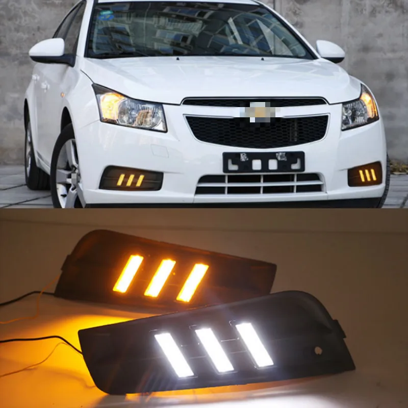 

2 шт. светодиодный светильник для chevrolet cruze 2009 2010 2011 2012 2013 2014 DRL Дневной ходовой светильник Дневной светильник с сигналом поворота