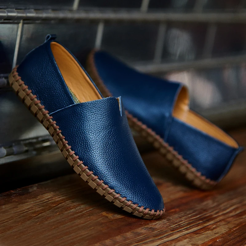 Rodawu Men Loafers Genuine Leather Casual Shoes