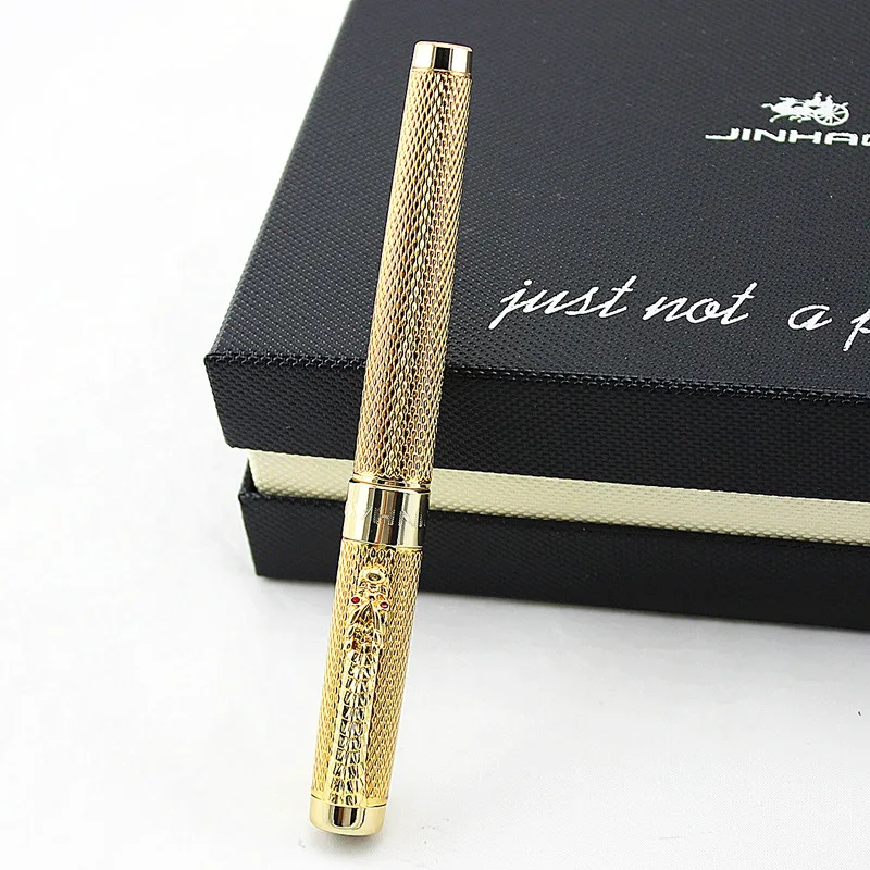 Jinhao Dragon Rollerball Pen com Estojo Original, Canetas Esferográficas de Metal, Presente de Natal, Alta Qualidade, Presente de Luxo, 1200