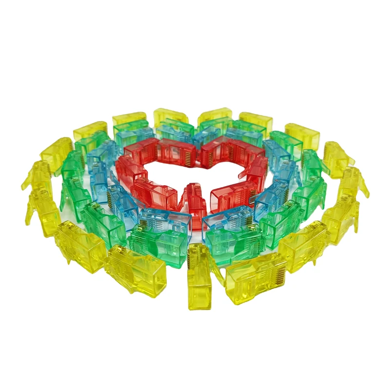 100Pcs Fles Kleurrijke RJ45 Modulaire Plug Netwerkkabel Lan Connector Plug End 8P8C CAT5 CAT5E Fu