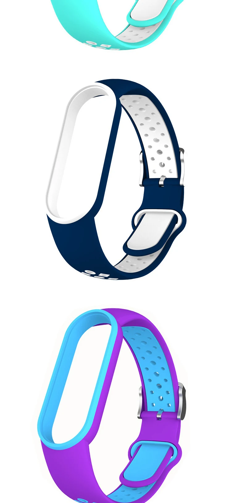 Gürtel Für Xiaomi Mi Band 5 6 Zwei-farbe Silikon Armband Sport Atmungsaktive Strap Für Miband 5 Miband 7 ersatz Armband – Detail 8