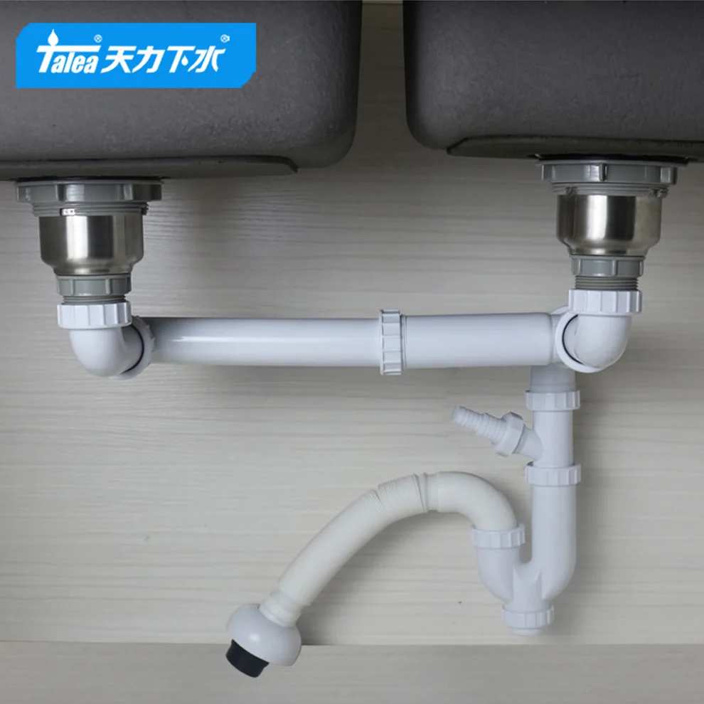 Talea Drain Kitchen Dishwashing Basin Pipe Double Tank Vegetable Washingbasin Accessories Double Drainage Deodorization GR003C00