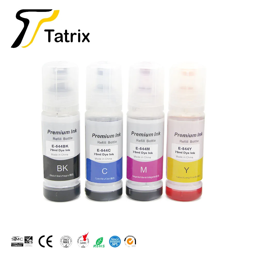 Tatrix 544 T544 Premium Color Compatible Bottle Water Based Refill Tinta Ink for Epson EcoTank L3210 L3110 L3150 L3250 Printer