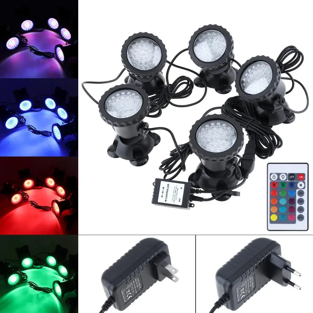 

Waterproof Color Changing Underwater Light 36 LED Spotlight for Fountain Aquarium Fish Tank Pond Garden Lamp with Remote Control