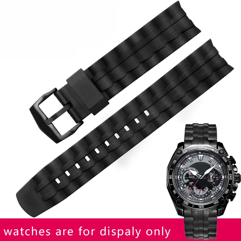 Yopo  Waterproof Rubber watchband black strap Special interface Suitable for EF-550EF-550D 550PB 1A men's bracelet