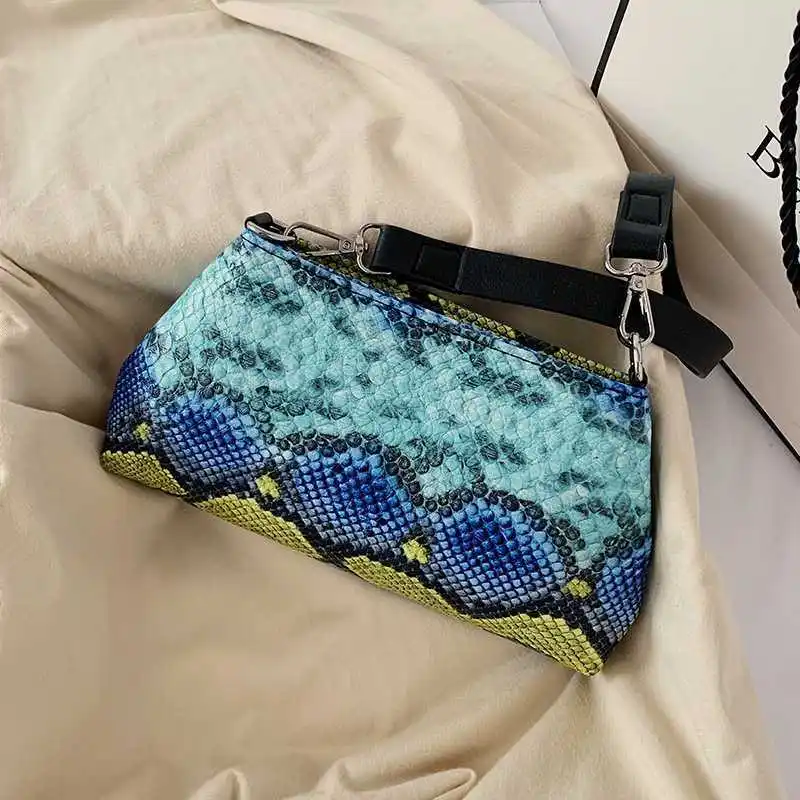 Shoulder Bags Women Serpentine Print Underarm Fashion Ladies All-match Handbags Luxury Zipper Branded Ins Chic PU Leather Purses