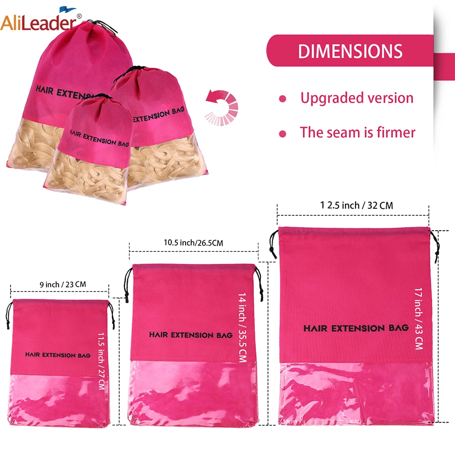 Quality Non-woven Wig Bag Black Pink Waterproof Dustproof Travel Bag For Store Human Hair Wigs & Hair Extensions