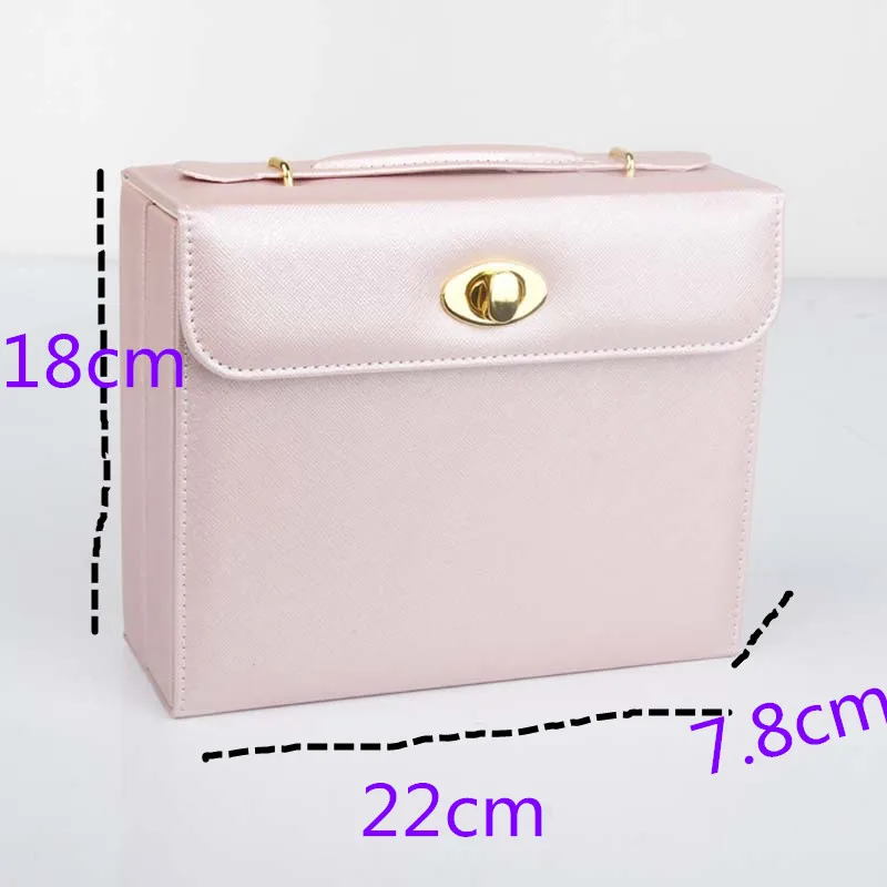 Travel jewelry packing box cosmetic makeup organizer Jewelry box earrings display rings organizer jewellry casket carrying case