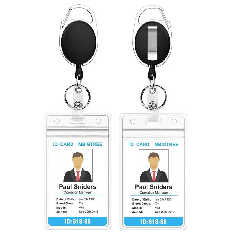 New Black Retractable Pull Badge Reel ABS Plastic Character Scalable Women Men Exhibition PVC Transparent Business Card Holder