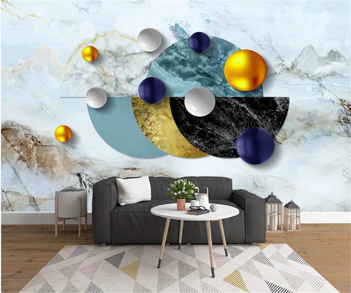 Customize any size Nordic 3D three-dimensional graphic wallpaper Light luxury home decoration mural living room photo wallpaper