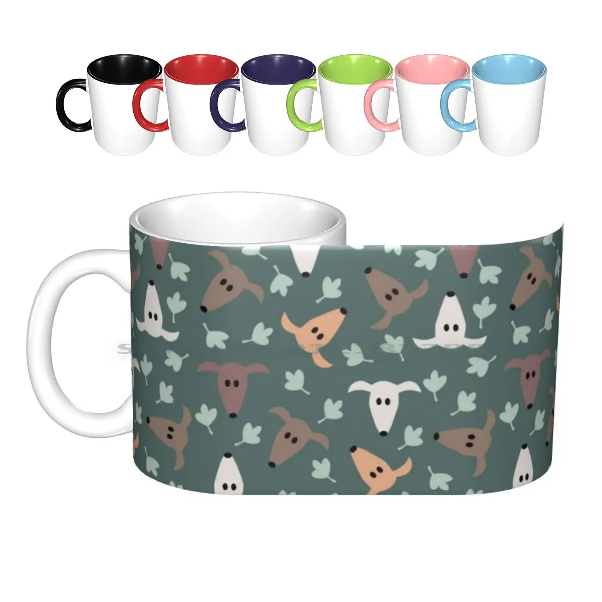 Sighthound Heads Ceramic Mugs Coffee Cups Milk Tea Mug Galgo Sloughi Azawakh Greyhound Sighthound Hund Windhund Malerei