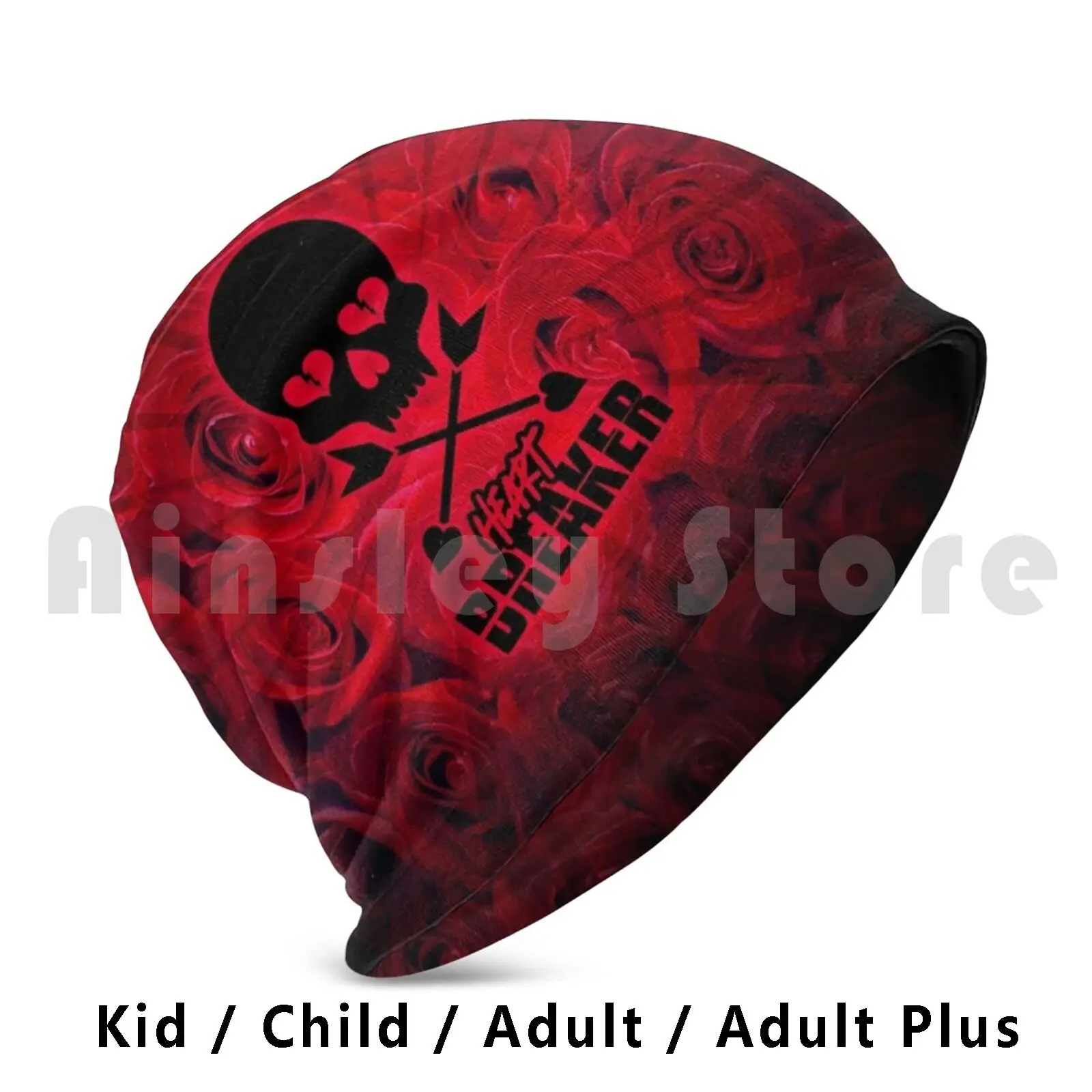 Heart Breaker Beanies Pullover Cap Comfortable Skull Skullhead Terror Break Rose Roses Red Fear Tattoo Pandafactory