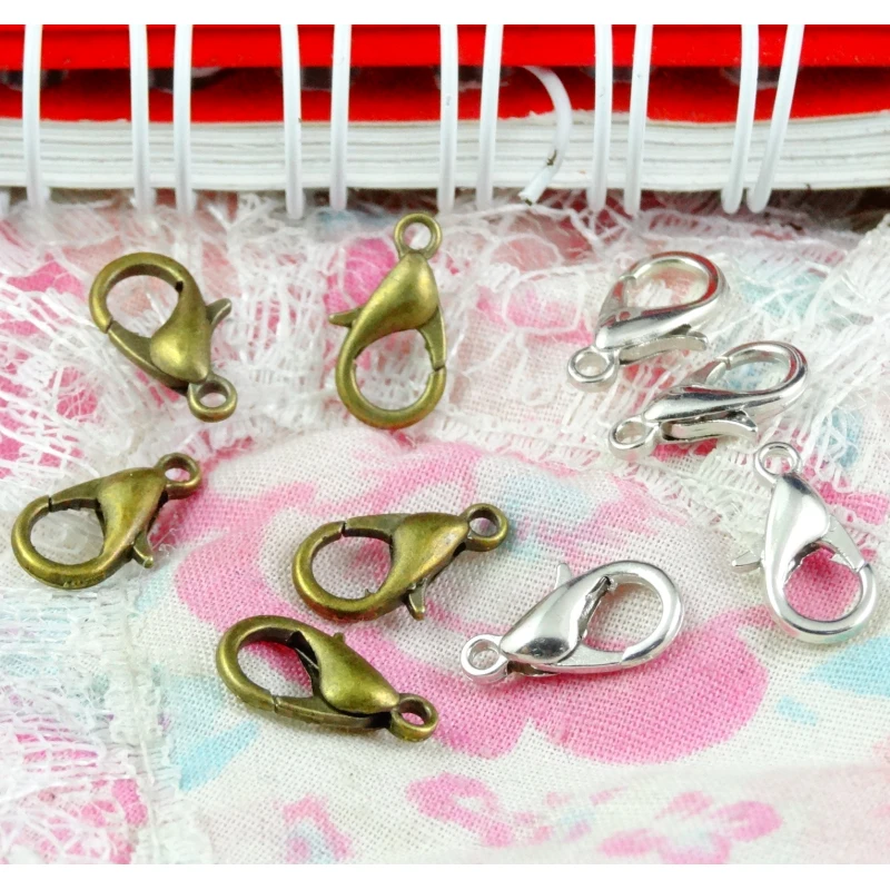 

300pcs/lot 302 Lobster Clasps Hooks 12*6MM DIY Jewelry Making Findings Necklace Accessory White K / Bronze